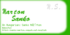 marton sanko business card